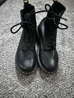 Black Lace-Up Leather Combat Boots